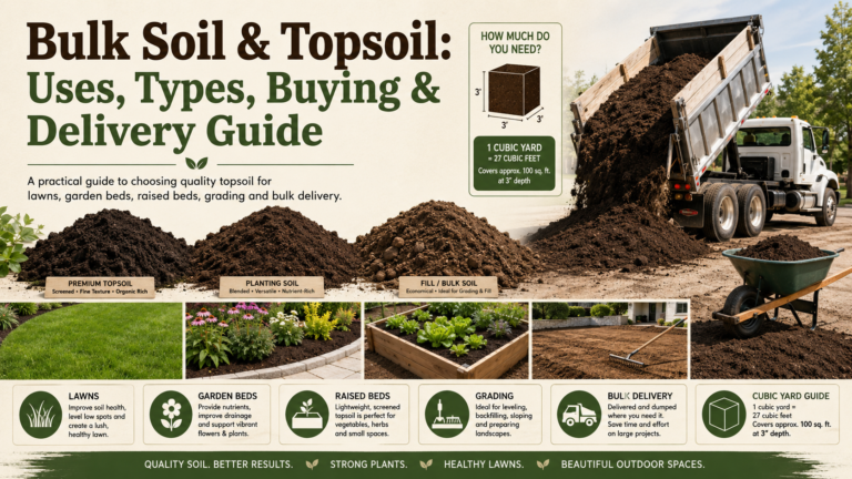 Bulk soil and topsoil for gardening, lawns, and landscaping projects