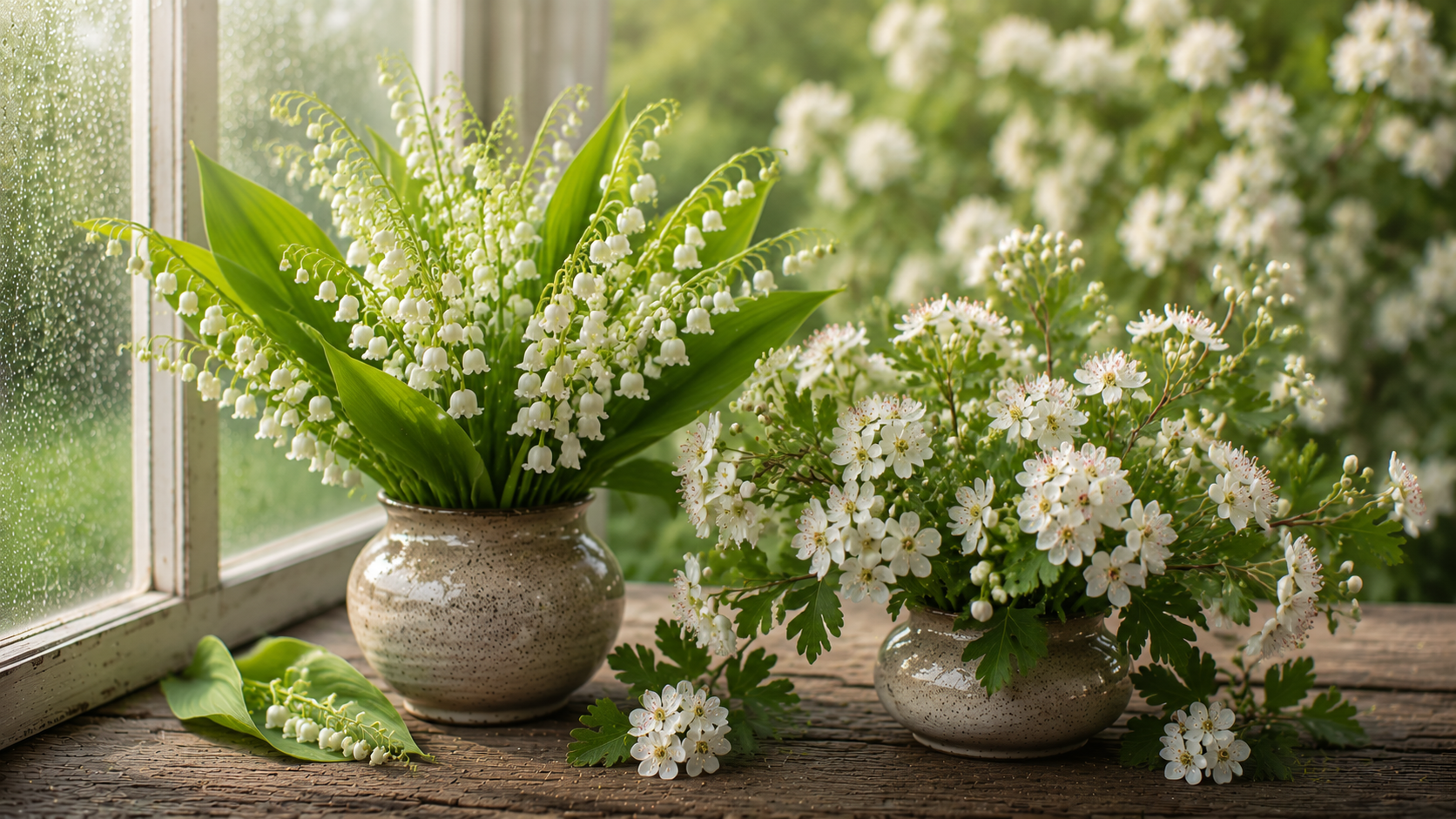 Lily of the valley and hawthorn — May birth flowers