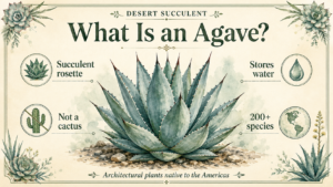 Agave plant growing healthy in a sunny garden with green leaves