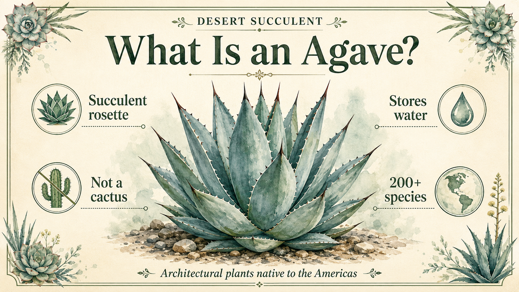 Agave plant growing healthy in a sunny garden with green leaves