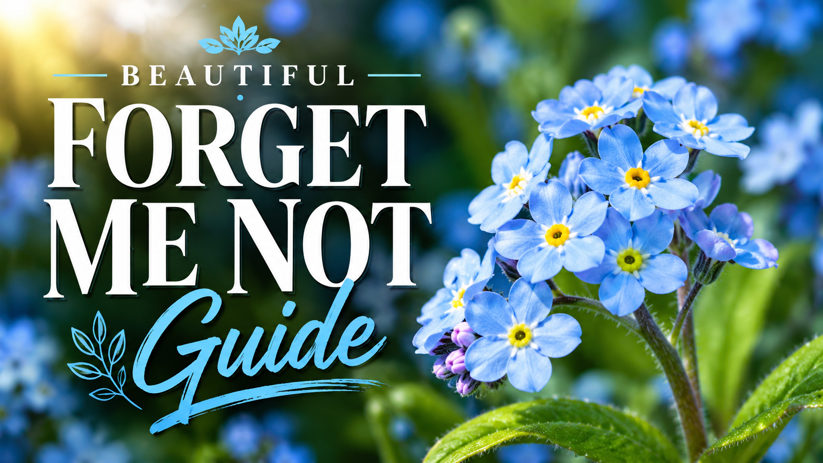 Forget me not flowers blooming with delicate blue petals and green foliage in a beautiful garden