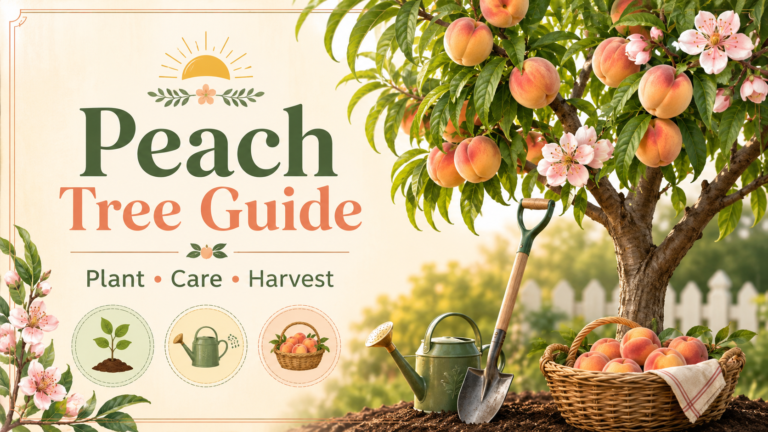 How to grow a peach tree with healthy leaves and ripe peaches in a home garden