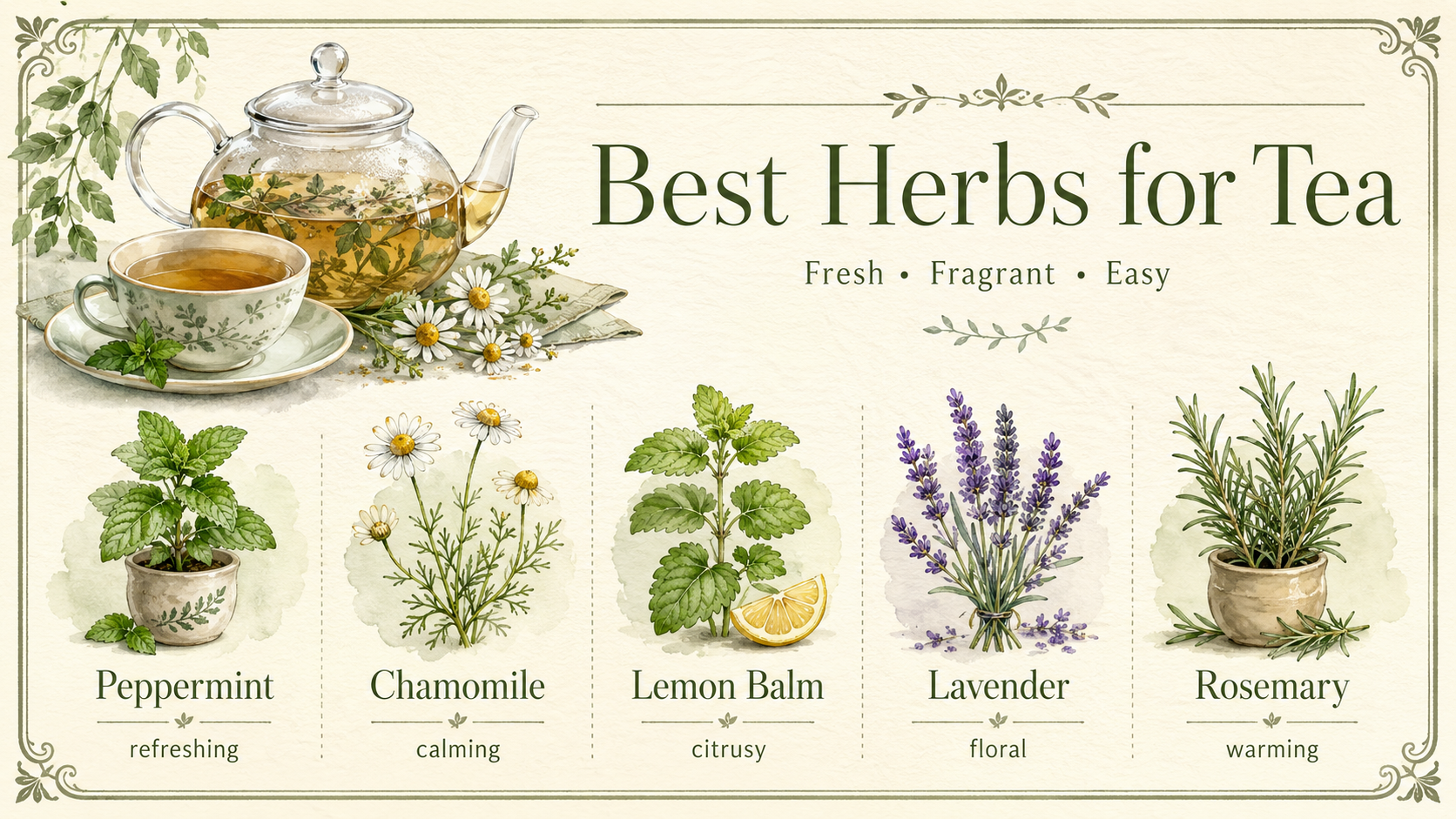 How to make herbal tea with fresh herbs in a glass teapot