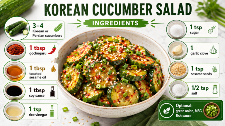 Korean cucumber salad with crisp fresh cucumbers and spicy dressing