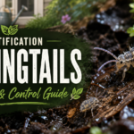 Springtails gathered on moist soil and organic garden material
