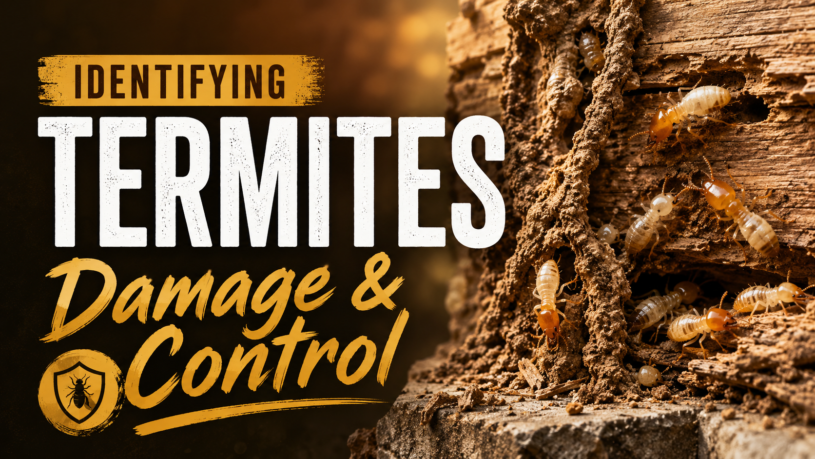 Termite: Identification, Signs, Damage & Control Guide Termite damage visible on a wooden structure with signs of infestation