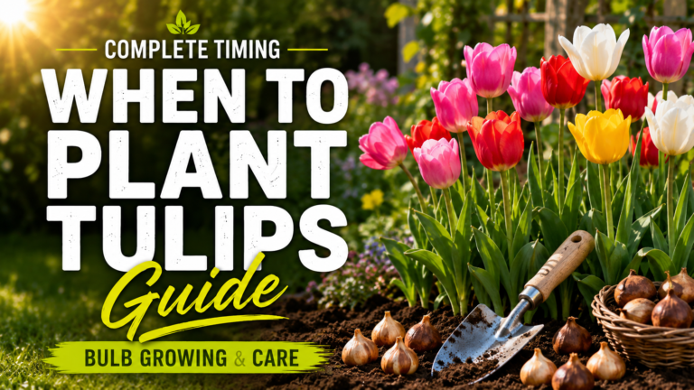 When to Plant Tulips: Complete Tulip Bulb Growing Guide Tulip bulbs planted in autumn, with colorful tulips blooming in a spring garden.