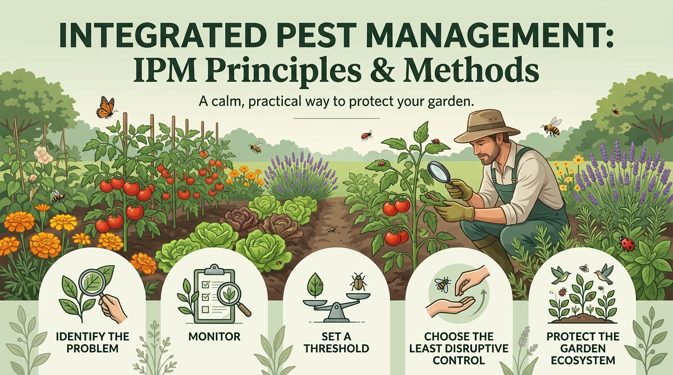 IPM (integrated pest management) methods for controlling garden pests. Eco-friendly IPM techniques for protecting healthy plants.