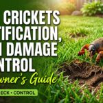 Mole cricket causing lawn damage with visible tunnels and disturbed grass roots