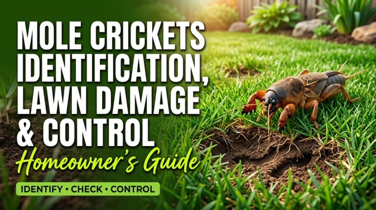 Mole cricket causing lawn damage with visible tunnels and disturbed grass roots