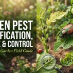 Garden pest identification showing common bugs and plant damage