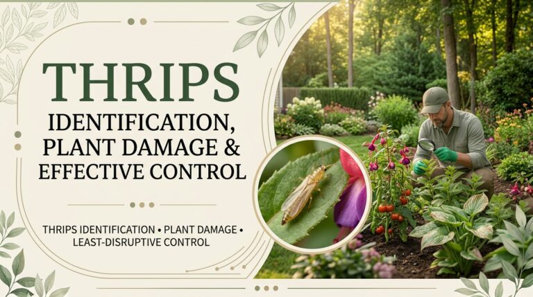 Thrips: Identification, Plant Damage & Effective Control Thrips feeding on a green plant leaf and causing visible damage