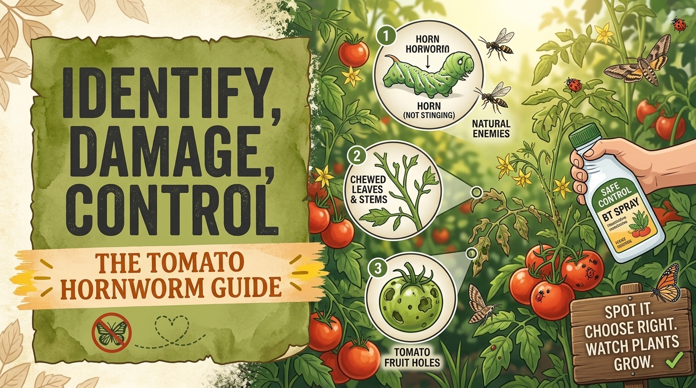 Hornworm: Identification, Damage & Tomato Plant Control Green tomato hornworm feeding on the leaves of a tomato plant