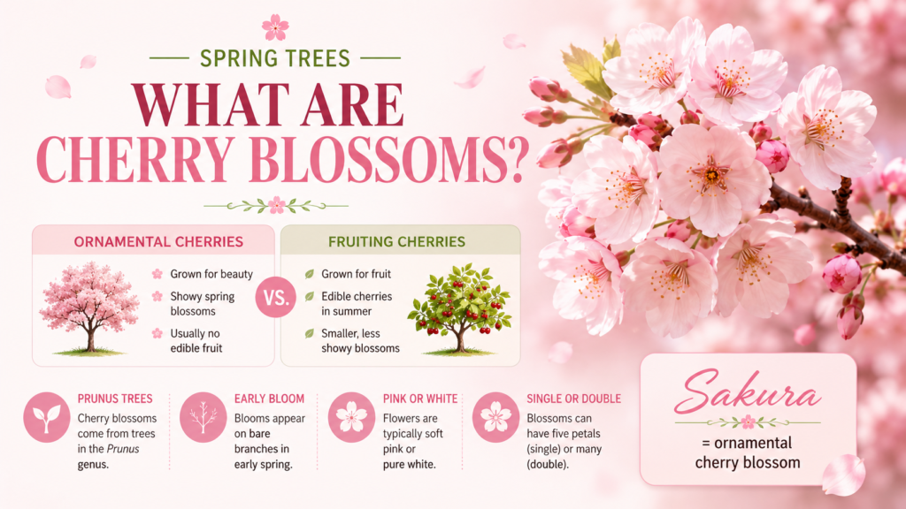 Cherry blossom tree covered in pink flowers during peak spring bloom