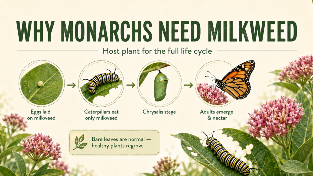 Milkweed flowers blooming on healthy green plants in a summer garden