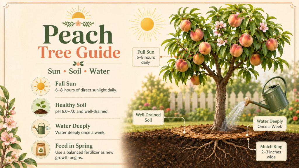 How to grow a peach tree with proper watering and healthy root development