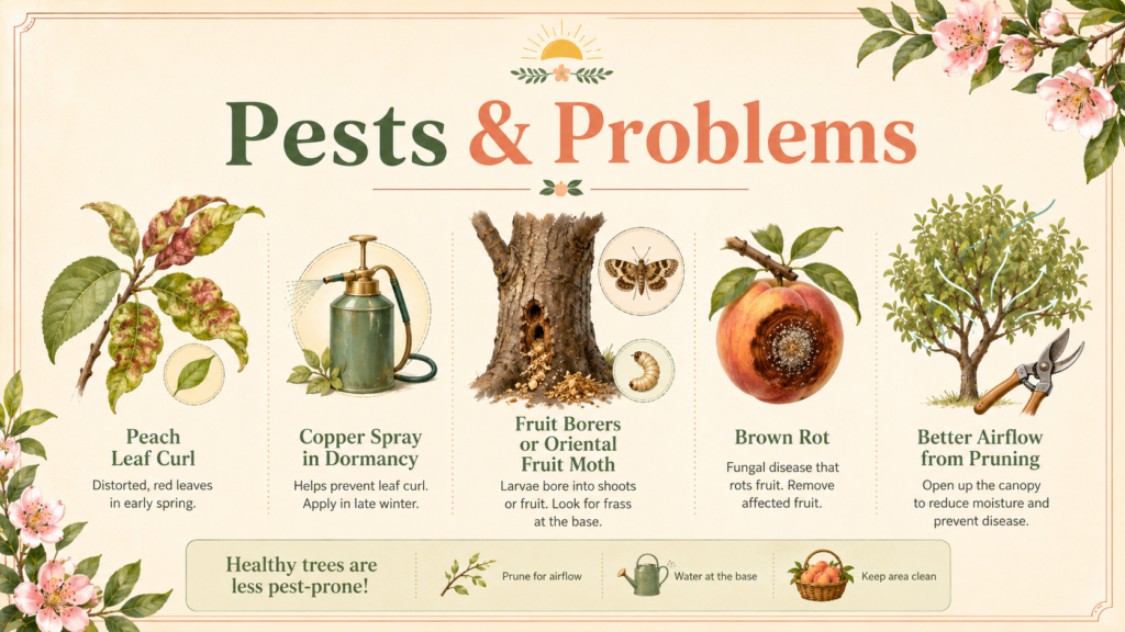 How to grow a peach tree while protecting developing peaches from garden pests