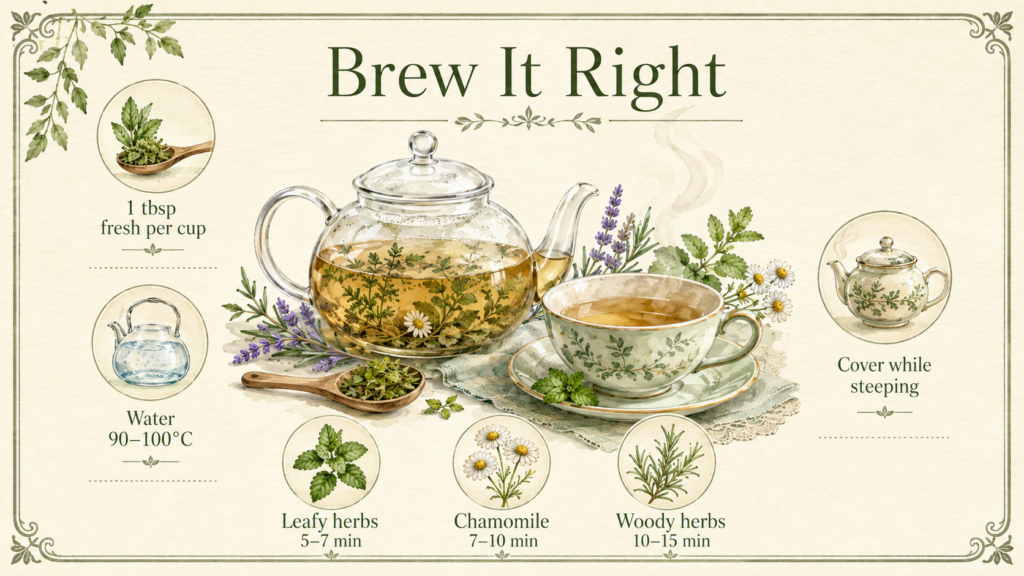 How to make herbal tea with herbs growing in a kitchen garden