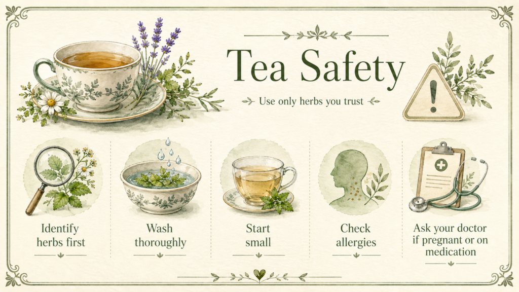 How to make herbal tea using a glass teapot and fresh garden herbs