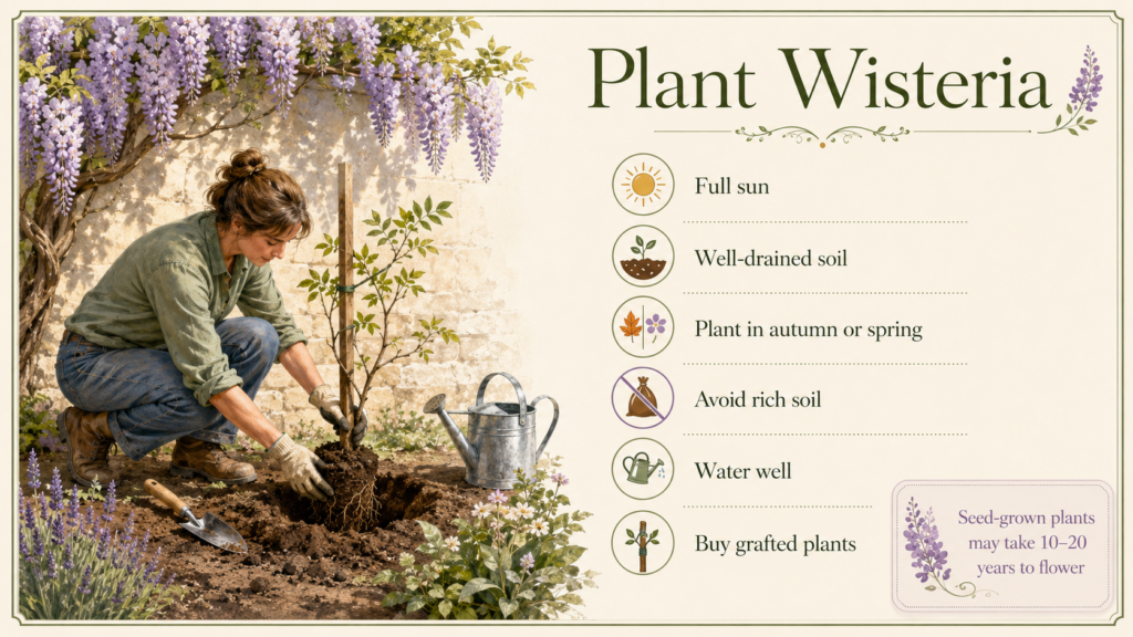 How to grow wisteria from a healthy young plant in garden soil