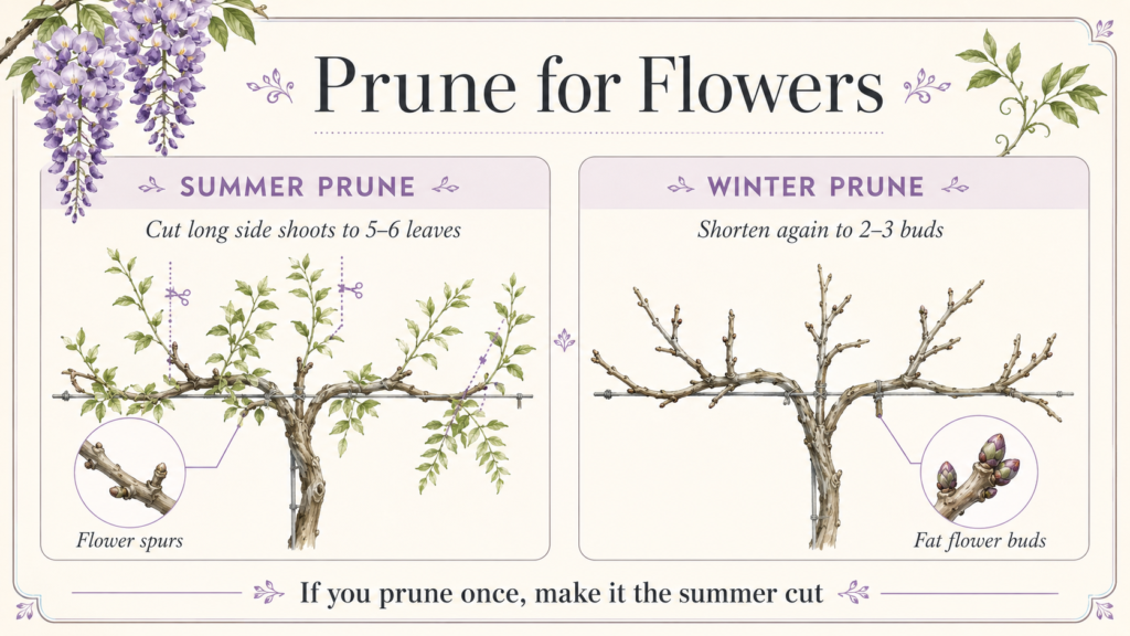 How to grow wisteria with proper pruning for healthy growth and blooms