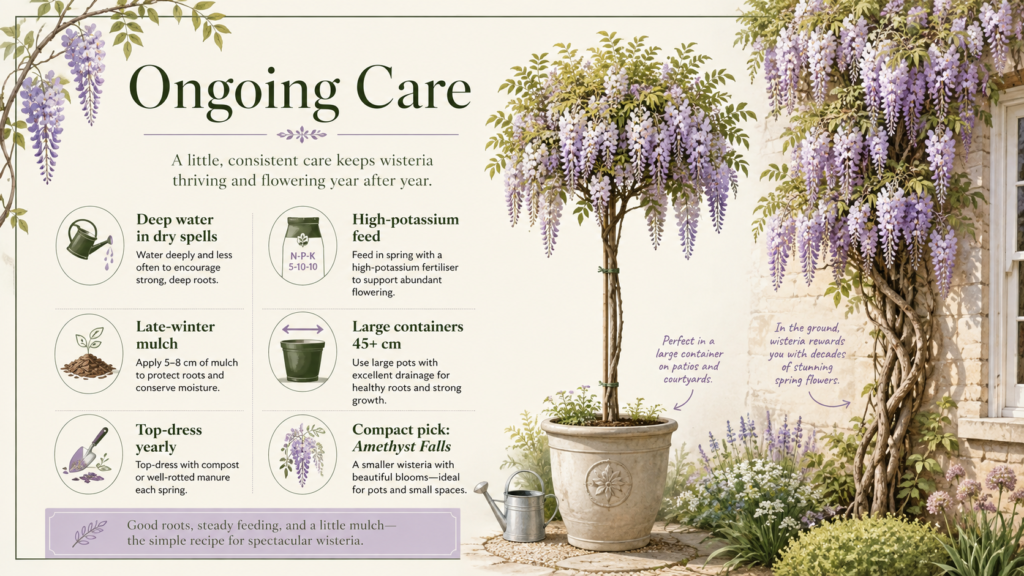 How to grow wisteria while supporting long vines on a sturdy pergola
