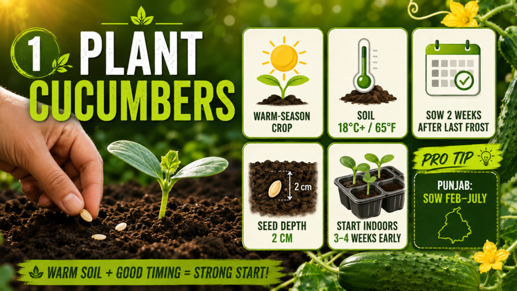 How to Grow Cucumber Plant: Planting, Care & Harvest Guide How to grow cucumber plant from healthy seedlings in fertile garden soil