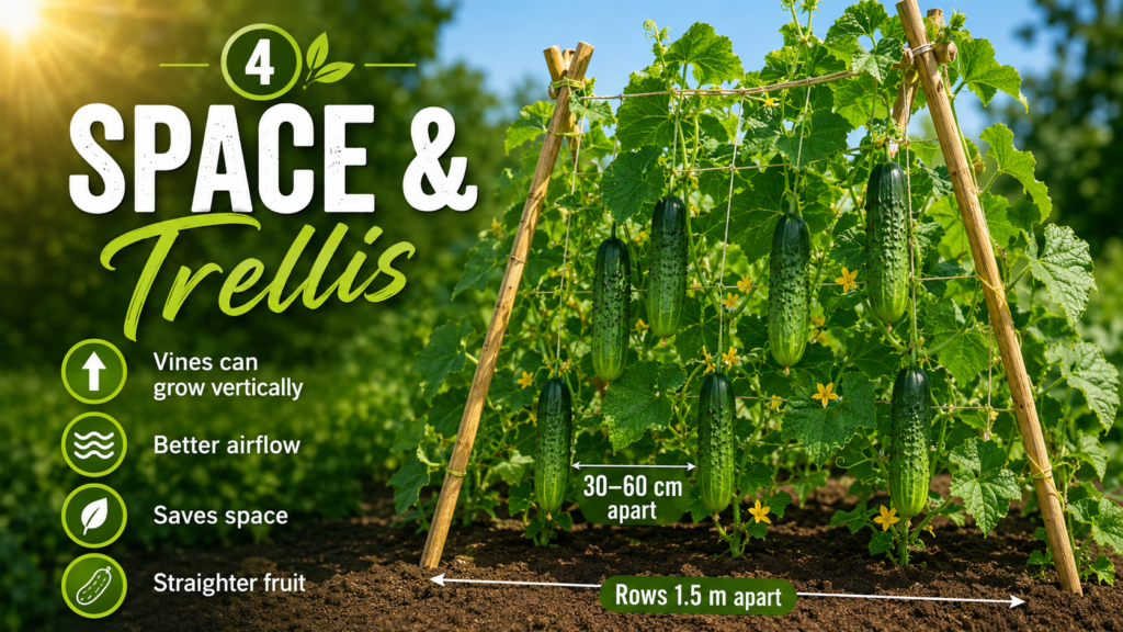 How to Grow Cucumber Plant: Planting, Care & Harvest Guide How to grow cucumber plant using a trellis to support climbing vines