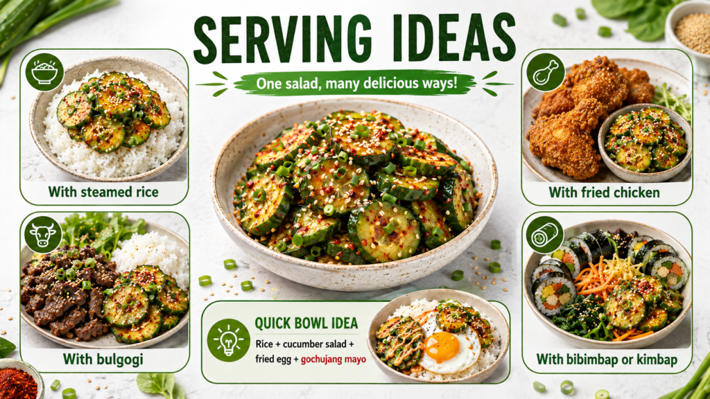 Korean Cucumber Salad: Easy Fresh & Spicy Cucumber Recipe Korean cucumber salad being mixed with a flavorful savory dressing
Korean cucumber salad served fresh in a bowl with sesame seeds
