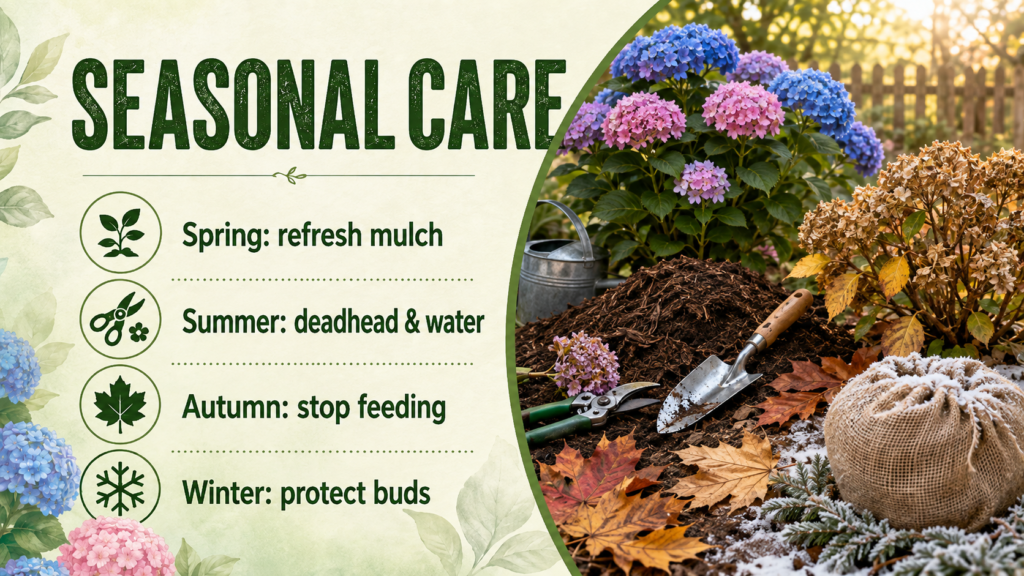 Hydrandea care for encouraging abundant blooms throughout the growing season