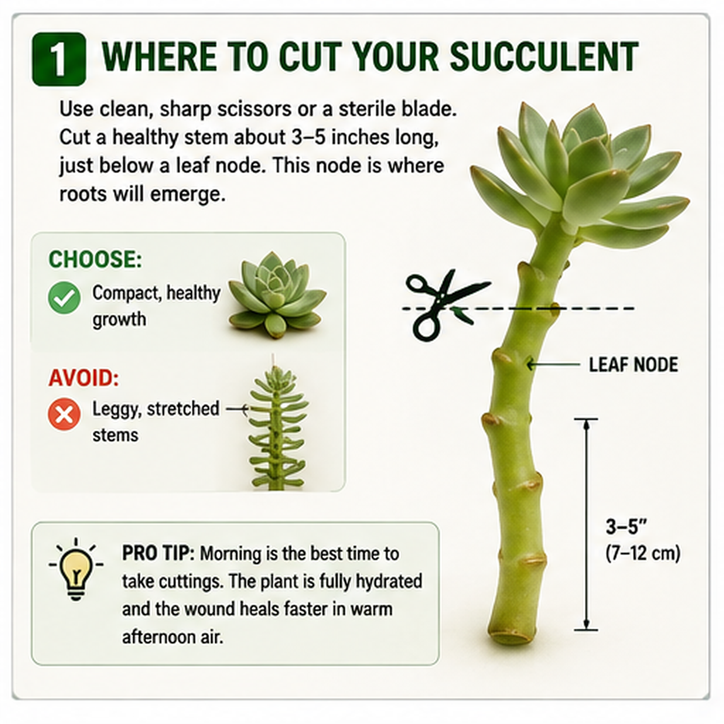 How to plant succulents from healthy leaf and stem cuttings