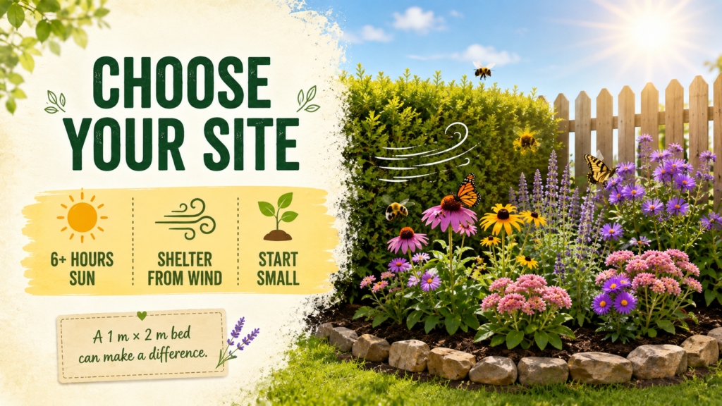How to Create a Pollinator Garden for Bees & Butterflies Honeybee collecting nectar from flowers in a pollinator garden