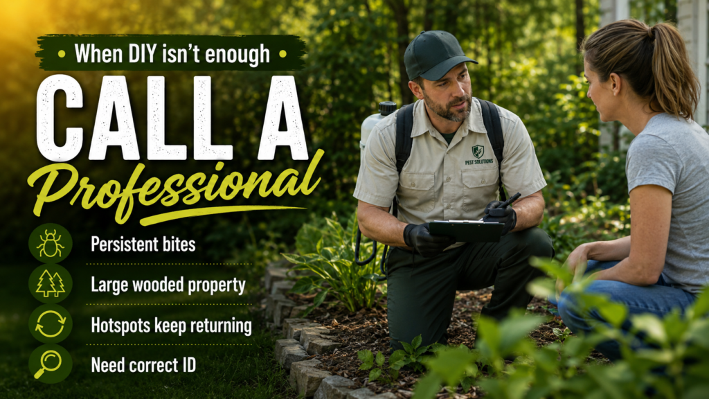 Chiggers: What They Look Like, Bites & How to Stop Them Pest control professional inspecting a yard for signs of a chigger infestation.