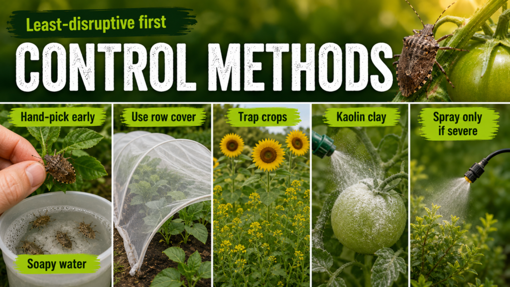 How to Identify Stink Bug Damage, Diet & Control Them Stink bug control using gentle garden pest management methods to protect plants.