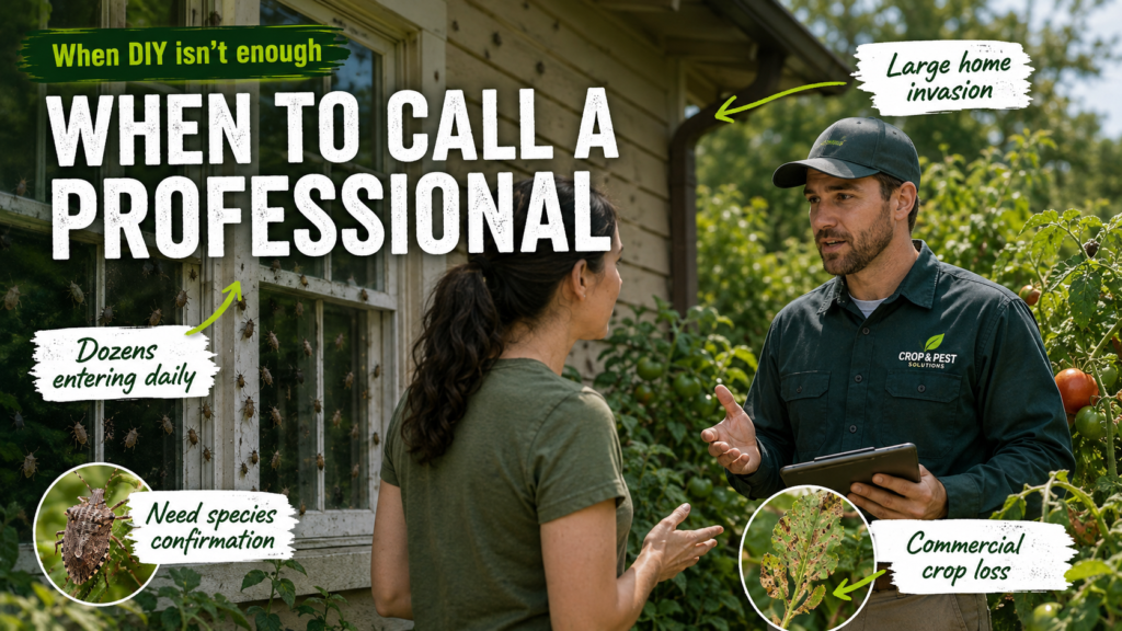 How to Identify Stink Bug Damage, Diet & Control Them Pest control professional inspecting garden plants for signs of a persistent stink bug infestation.