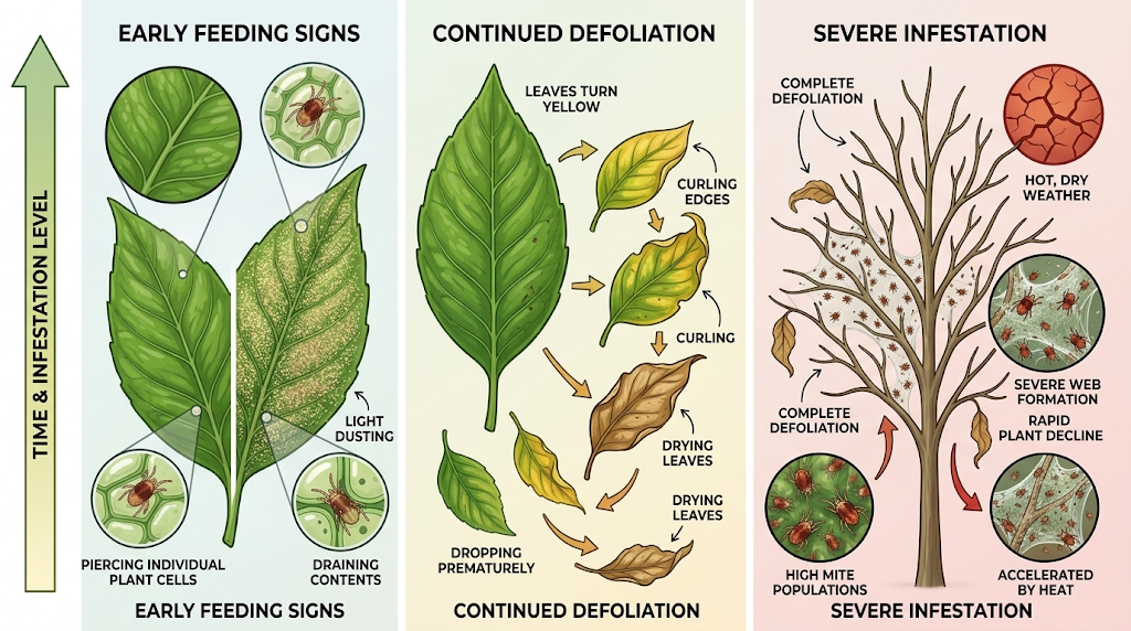 Spider Mites: Identification, Plant Damage & Control Yellow speckling, browning, and damaged leaves caused by a spider mite infestation.