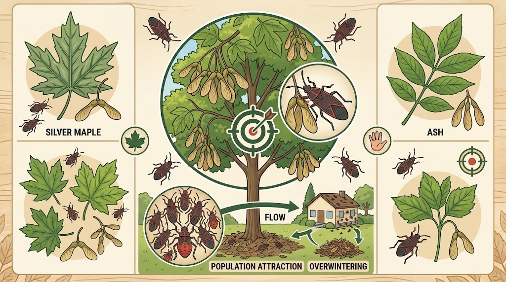 Boxelder Bugs: Identification, Prevention & Control Guide Boxelder bugs feeding and gathering on the leaves and branches of a boxelder tree.