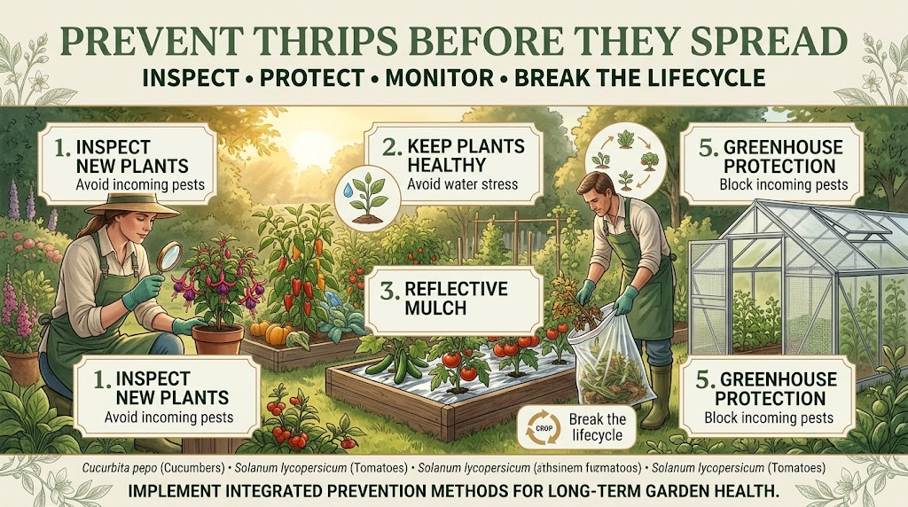  Healthy plants being inspected regularly to detect and prevent thrips infestations.