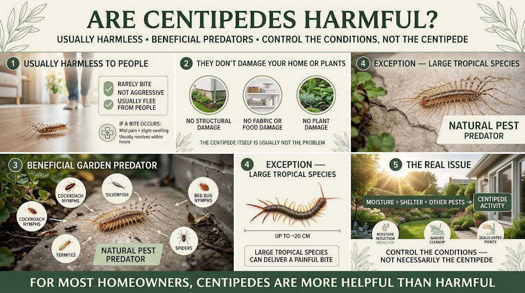Centipedes: Identification, Habitat & Effective Control Guide Centipede crawling in a damp home environment, illustrating its presence without showing harmful or frightening imagery.