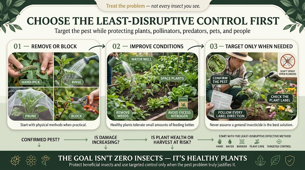  Beneficial garden insects compared with harmful pests on plants