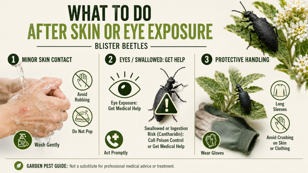 Person washing skin after contact with a blister beetle