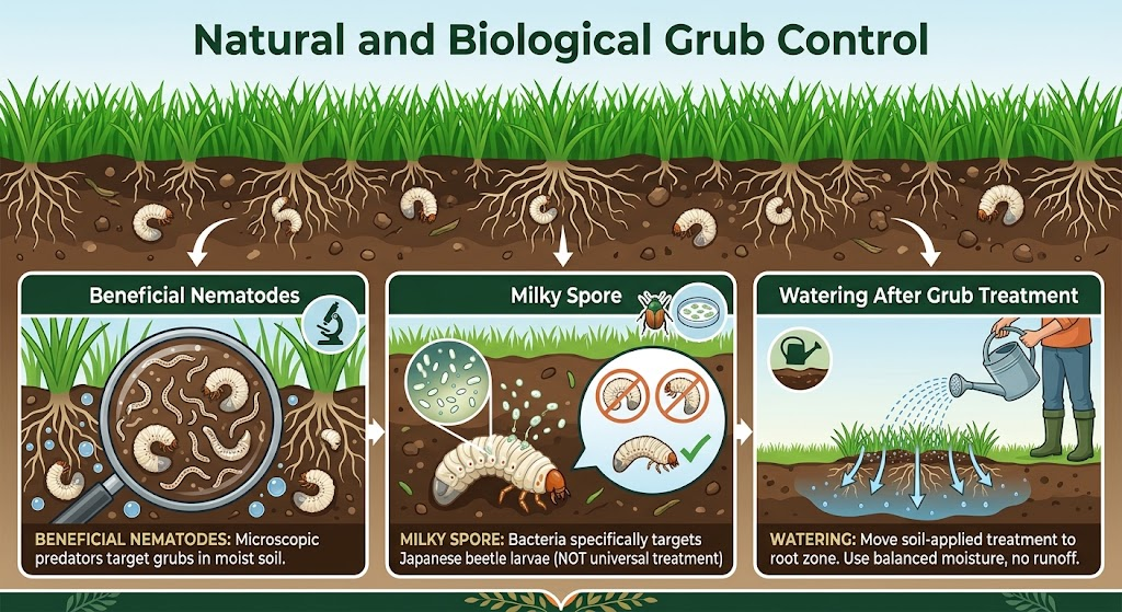Grub Worms: Identification, Lawn Damage & Control Guide Natural and biological methods for controlling lawn grub worms.