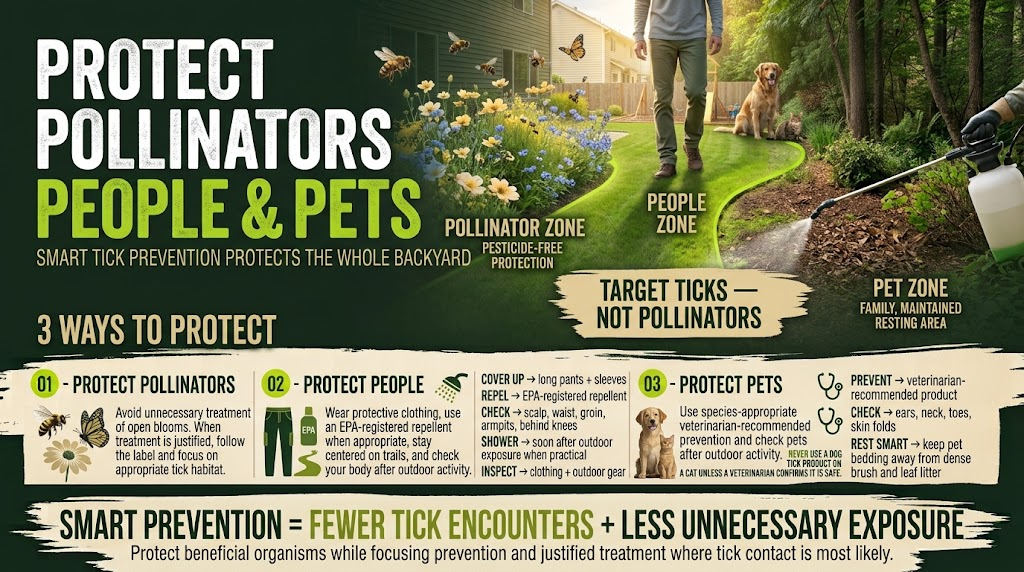 Ways to control ticks while protecting bees, butterflies, and beneficial insects.